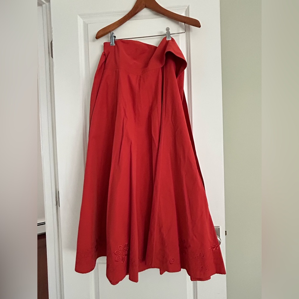 Red Full A-Line Wrap Skirt